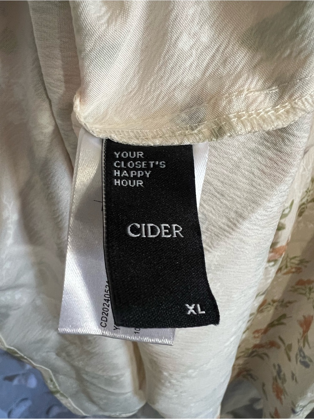 Cider Cream Floral Mini Dress with Peach & Green Accents - Picture 3 of 3